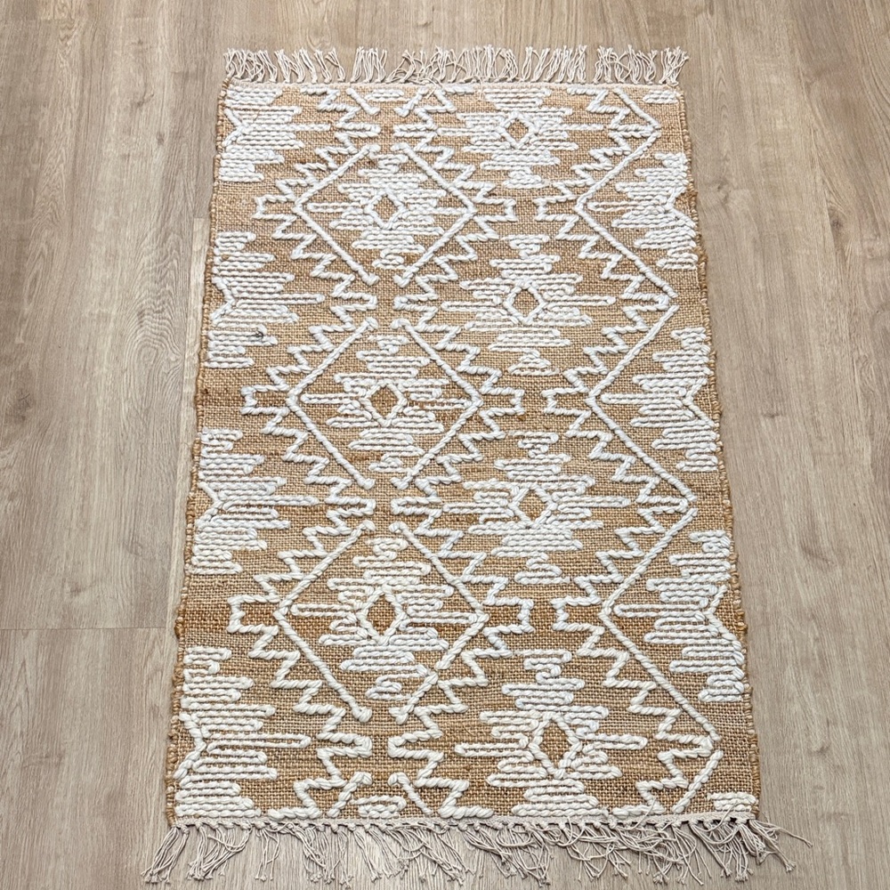 Bohemian Tan and White Area Rug